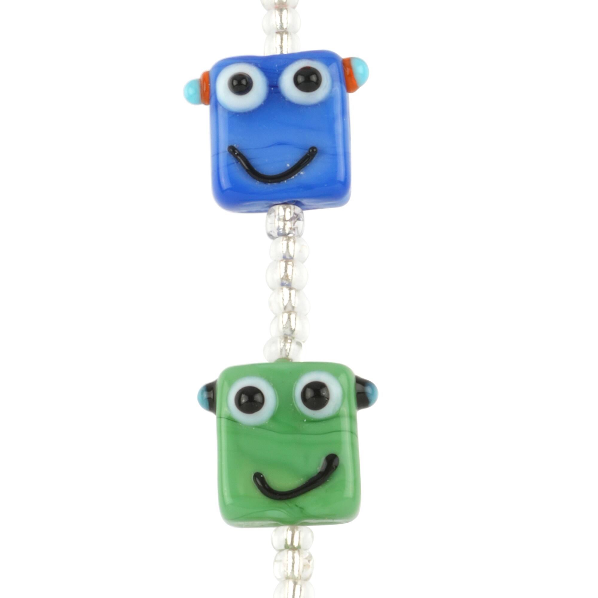 Multicolor Lampwork Glass Robot Beads by Bead Landing™
